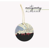 Montgomery Alabama city skyline with vintage Montgomery map - Ornament - City Map Skyline