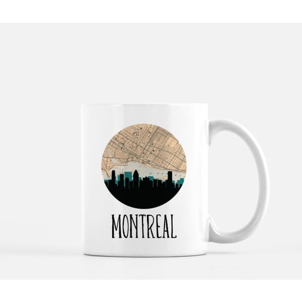 Montreal Quebec city skyline with vintage Montreal map - Mug | 11 oz - City Map Skyline