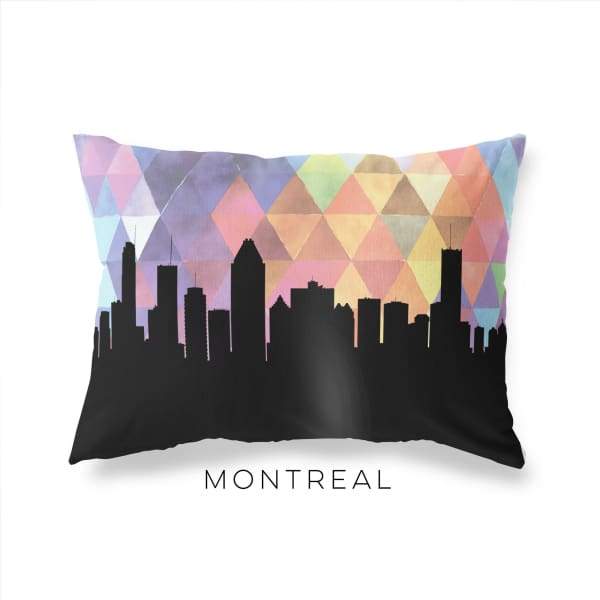 Montreal Quebec geometric skyline - Pillow | Lumbar / RebeccaPurple - Geometric Skyline