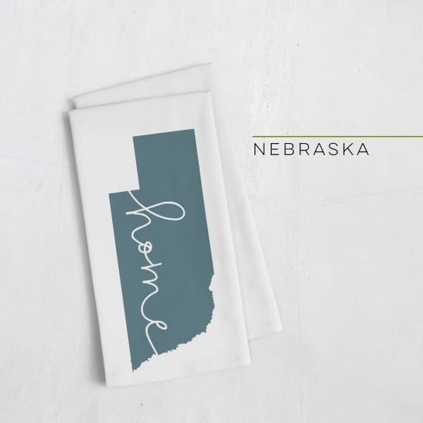 Nebraska ’home’ state silhouette - Tea Towel / DarkSlateGray - Home Silhouette