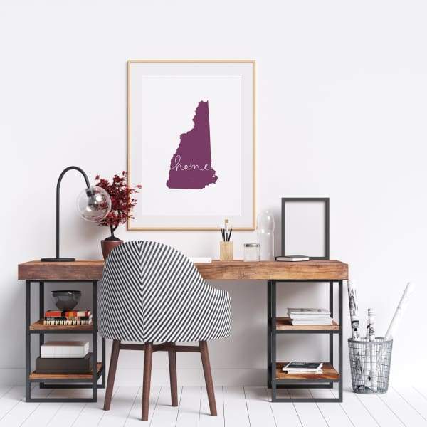 New Hampshire ’home’ state silhouette - 5x7 Unframed Print / Purple - Home Silhouette