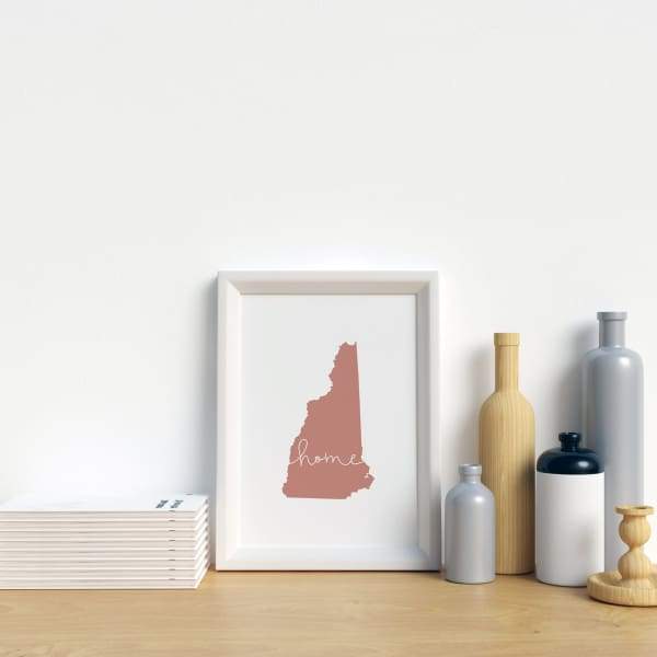 New Hampshire ’home’ state silhouette - 5x7 Unframed Print / RosyBrown - Home Silhouette