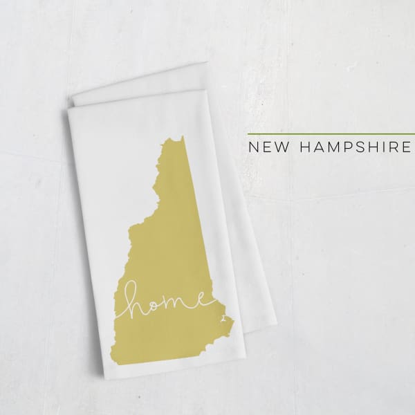 New Hampshire ’home’ state silhouette - Tea Towel / GoldenRod - Home Silhouette