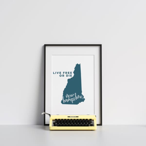 New Hampshire State Song | Live Free or Die - 5x7 Unframed Print / Teal - State Song