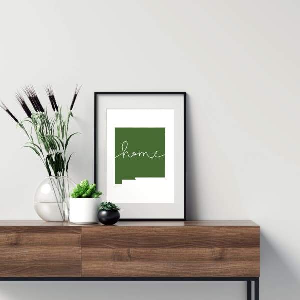 New Mexico ’home’ state silhouette - 5x7 Unframed Print / DarkGreen - Home Silhouette