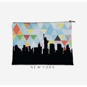 New York New York geometric skyline - Pouch | Small / LightSkyBlue - Geometric Skyline
