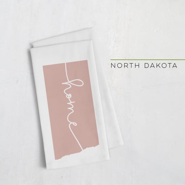 North Dakota ’home’ state silhouette - Tea Towel / RosyBrown - Home Silhouette