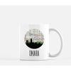 Omaha Nebraska city skyline with vintage Omaha map - Mug | 11 oz - City Map Skyline