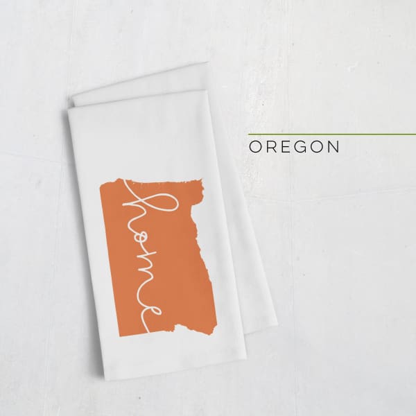 Oregon ’home’ state silhouette - Tea Towel / DarkOrange - Home Silhouette