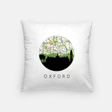 Oxford Ohio city skyline with vintage Oxford Ohio map - Pillow | Square - City Map Skyline