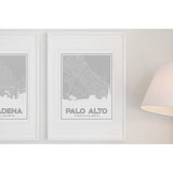 Palo Alto California road map and skyline - 5x7 Unframed Print / Silver - Road Map and Skyline