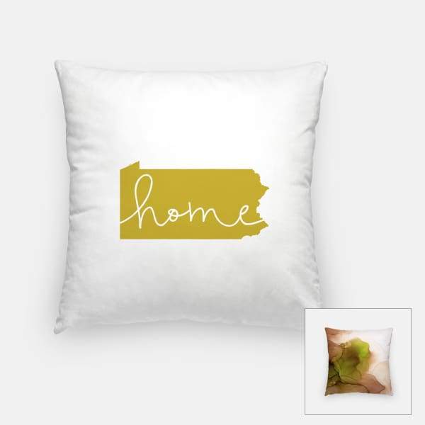 Pennsylvania ’home’ state silhouette - Pillow | Square / GoldenRod - Home Silhouette
