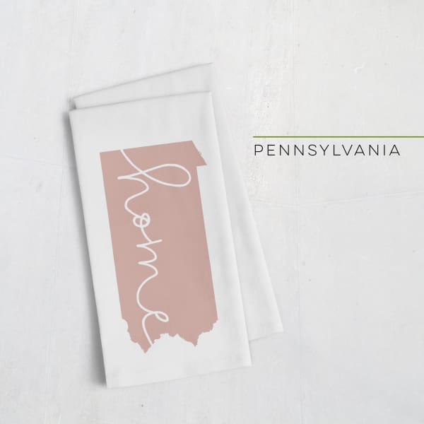 Pennsylvania ’home’ state silhouette - Tea Towel / RosyBrown - Home Silhouette