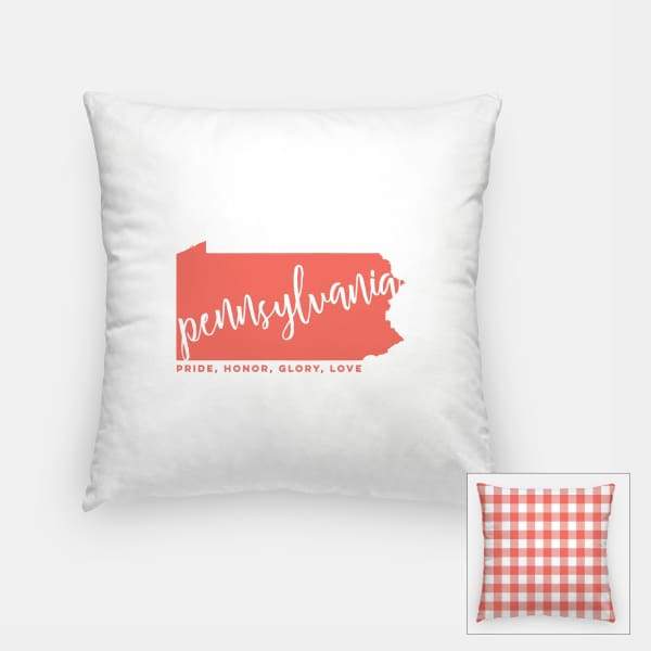 Pennsylvania State Song | Pride Honor Glory Love - Pillow | Square / Salmon - State Song