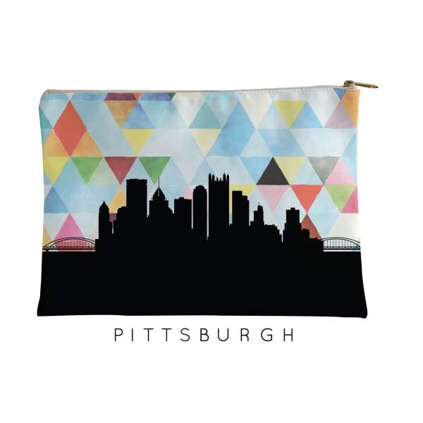 Pittsburgh Pennsylvania geometric skyline - Pouch | Small / LightSkyBlue - Geometric Skyline