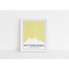 Pittsburgh Pennsylvania skyline and map with city coordinates - 5x7 Unframed Print / Khaki - Road Map and Skyline