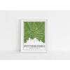 Pittsburgh Pennsylvania skyline and map with city coordinates - 5x7 Unframed Print / OliveDrab - Road Map and Skyline