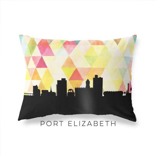 Port Elizabeth South Africa geometric skyline - Pillow | Lumbar / Yellow - Geometric Skyline