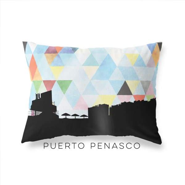 Puerto Punesco Mexico geometric skyline - Pillow | Lumbar / LightSkyBlue - Geometric Skyline