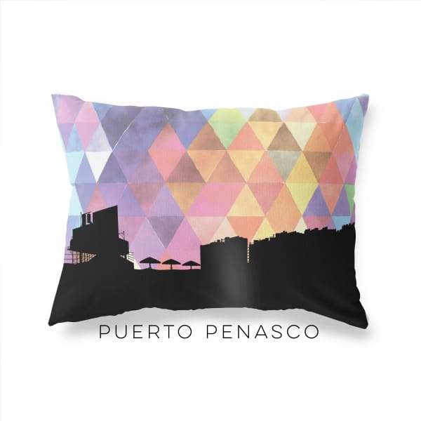 Puerto Punesco Mexico geometric skyline - Pillow | Lumbar / RebeccaPurple - Geometric Skyline