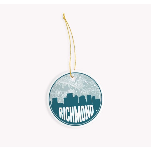 Richmond Virginia skyline and city map design | in multiple colors - Ornament / Teal - City Map Skyline