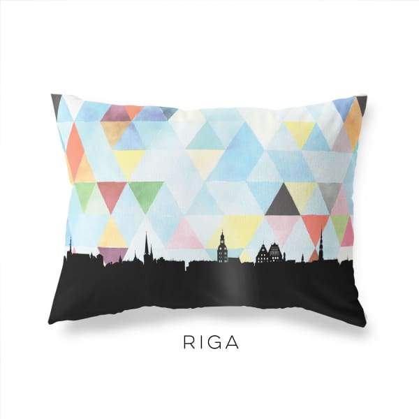 Riga Latvia geometric skyline - Pillow | Lumbar / LightSkyBlue - Geometric Skyline