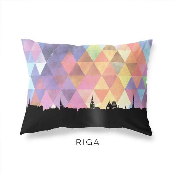Riga Latvia geometric skyline - Pillow | Lumbar / RebeccaPurple - Geometric Skyline