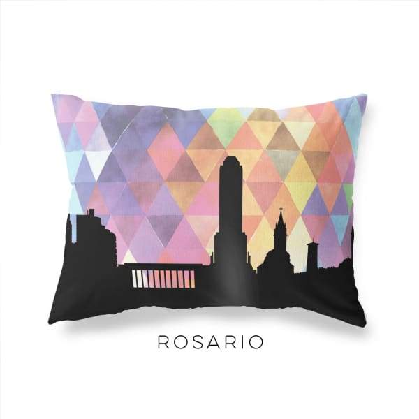 Rosario Argentina geometric skyline - Pillow | Lumbar / RebeccaPurple - Geometric Skyline
