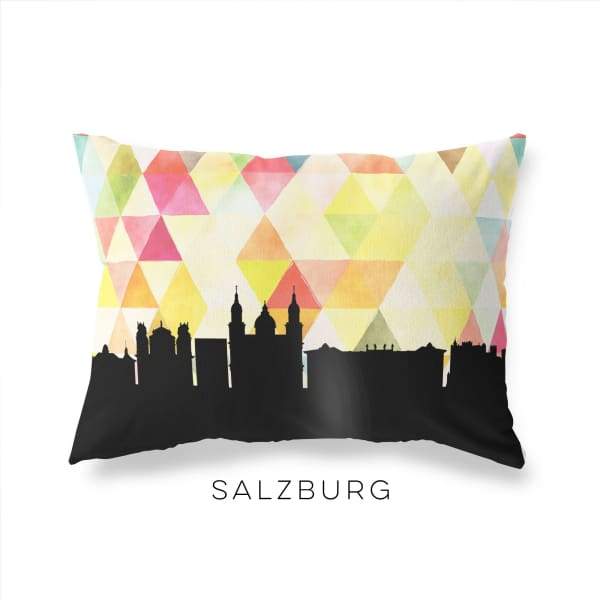 Salzburg Austria geometric skyline - Pillow | Lumbar / Yellow - Geometric Skyline
