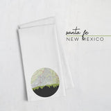 Santa Fe New Mexico city skyline with vintage Santa Fe map - Tea Towel - City Map Skyline