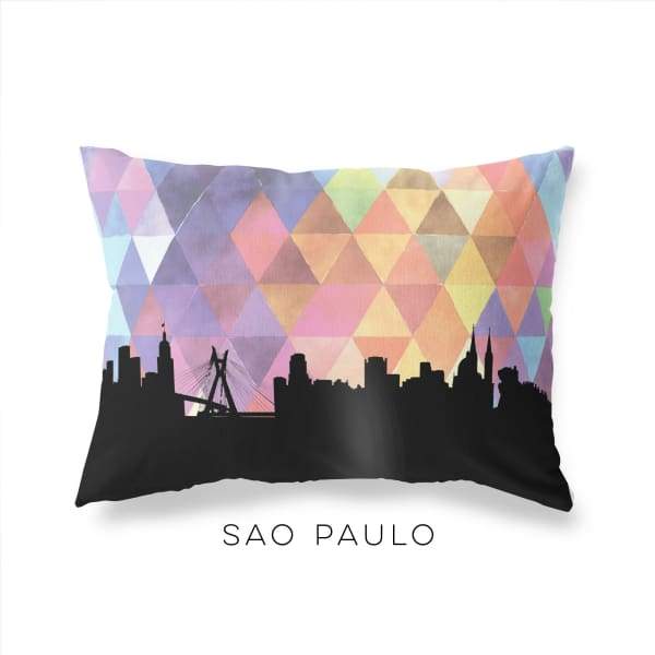 Sao Paolo Brazil geometric skyline - Pillow | Lumbar / RebeccaPurple - Geometric Skyline