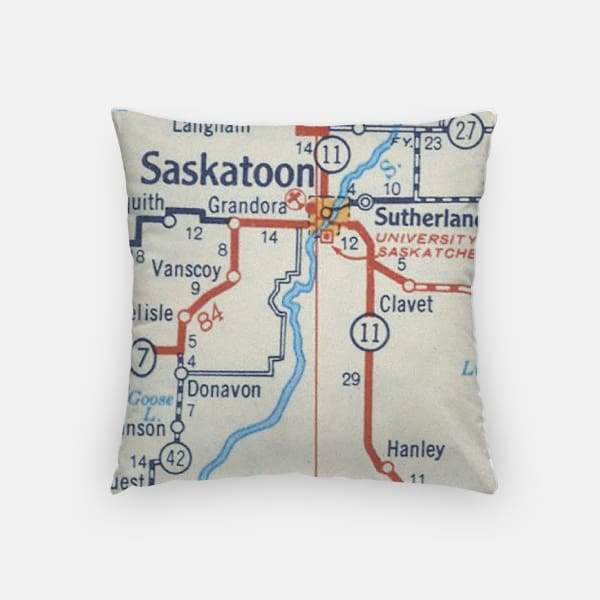 Saskatoon Saskatchewan city skyline with vintage Saskatoon map - City Map Skyline