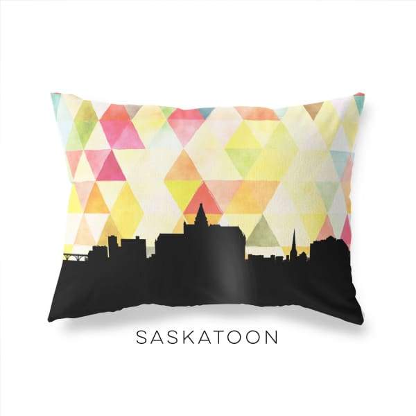 Saskatoon Saskatchewan geometric skyline - Pillow | Lumbar / Yellow - Geometric Skyline