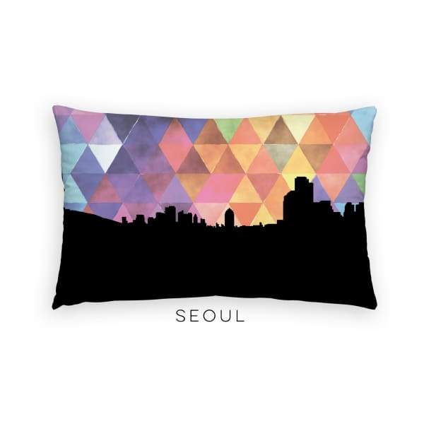 Seoul South Korea geometric skyline - Pillow | Lumbar / RebeccaPurple - Geometric Skyline