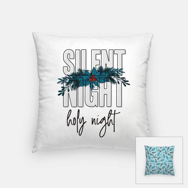 Silent Night modern retro Christmas - Pillow | Square / Blue - Modern Retro Christmas