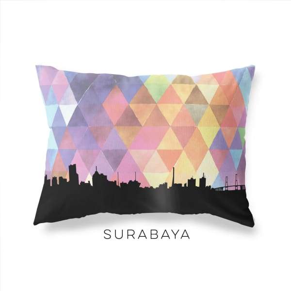 Surabaya Indonesia geometric skyline - Pillow | Lumbar / RebeccaPurple - Geometric Skyline