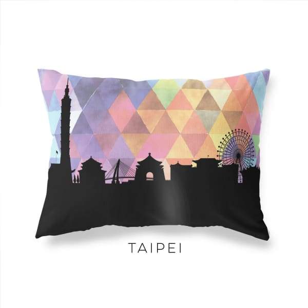 Taipei Taiwan geometric skyline - Pillow | Lumbar / RebeccaPurple - Geometric Skyline