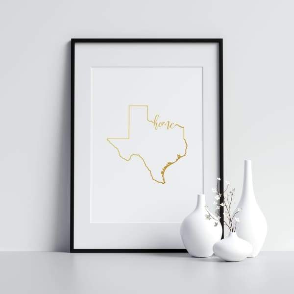 Texas Gold Foil Print - Gold Foil Print