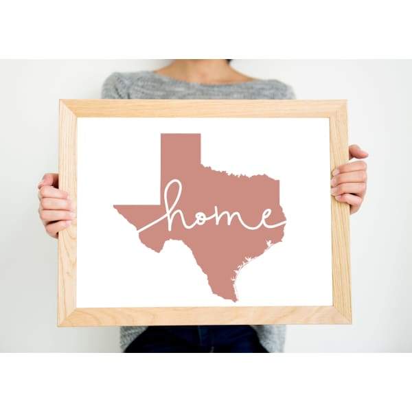 Texas ’home’ state silhouette - 5x7 Unframed Print / RosyBrown - Home Silhouette