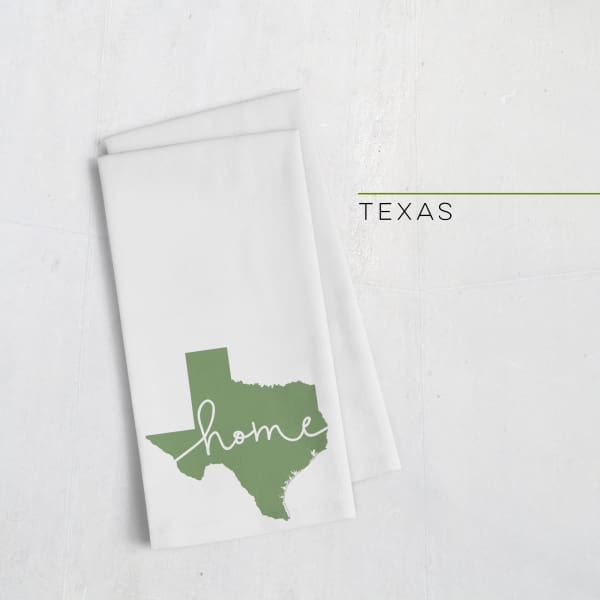 Texas ’home’ state silhouette - Tea Towel / DarkGreen - Home Silhouette