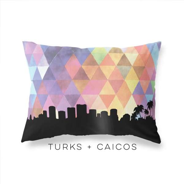 Turks and Caicos geometric skyline - Pillow | Lumbar / RebeccaPurple - Geometric Skyline
