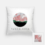 Tuscaloosa Alabama city skyline with vintage Tuscaloosa map - Pillow | Square - City Map Skyline