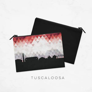 Tuscaloosa Alabama geometric skyline - Pouch | Small / Red + White - Geometric Skyline