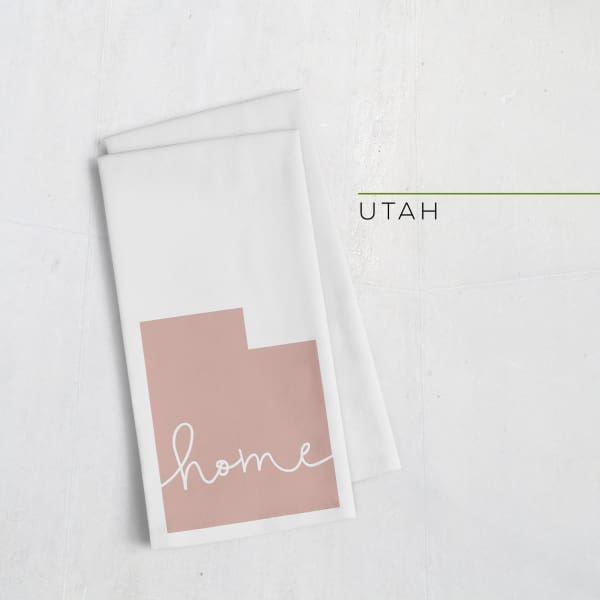 Utah ’home’ state silhouette - Tea Towel / RosyBrown - Home Silhouette