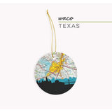 Waco Texas city skyline with vintage Waco map - City Map Skyline