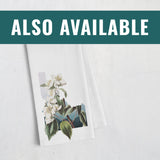 a white towel with a picture of flowers on it