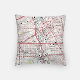 a pillow with a map of a city on it