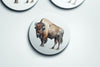 a set of three coasters with a picture of a bison