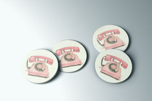 Vintage Pink Rotary Phone coaster set | French Cottagecore