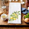 a tea towel with a picture of lemons on it